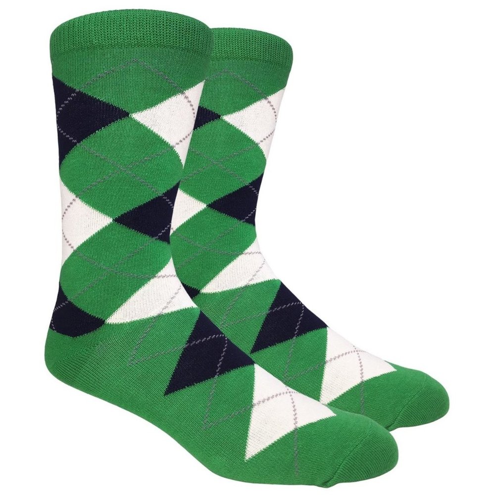 Men's Green Printed Argyle Dress Socks
